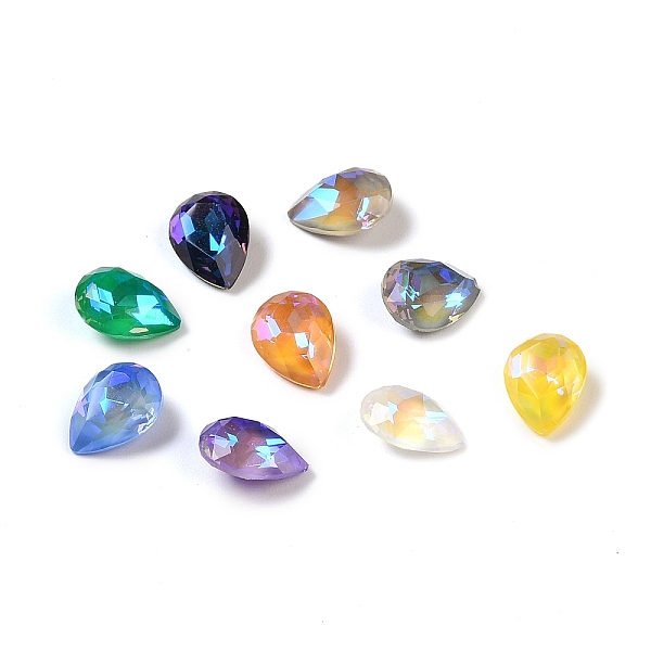 

PandaHall Glass Rhinestone Cabochons, Point Back, Faceted, Teardrop, Mixed Color, 8x6x3.5mm Glass Rhinestone Teardrop Multicolor