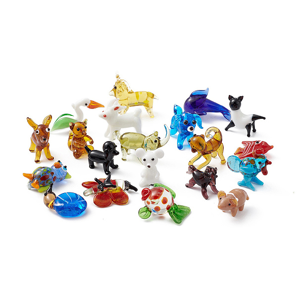 

PandaHall Handmade Lampwork Home Display Decorations, Mixed Animal, Mixed Color, 12.5~29x13~35x9~18.8mm Lampwork Mixed Shapes Multicolor