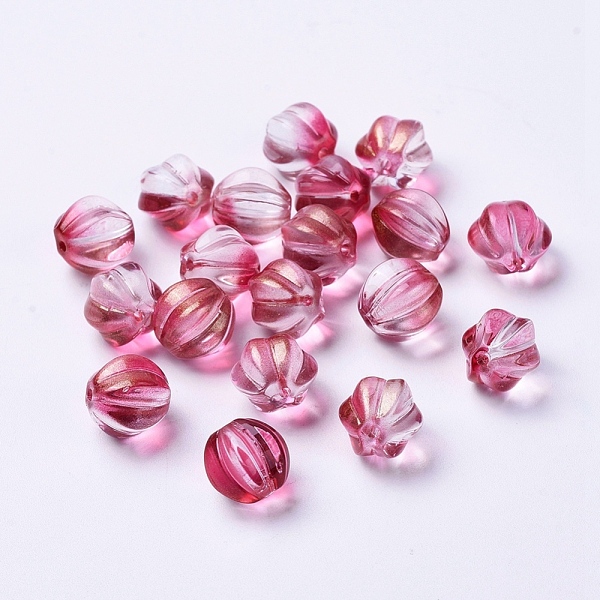 

PandaHall Transparent Glass Beads, with Glitter Powder, Pumpkin, Deep Pink, 10.5mm, Hole: 1mm Glass Pumpkin Pink