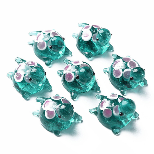 

PandaHall Handmade Lampwork Beads, Tortoise, Dark Cyan, 19~20x14.5x14.5~15.5mm, Hole: 1.2mm Lampwork Tortoise