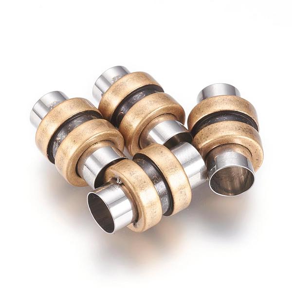 

PandaHall 304 Stainless Steel Magnetic Clasps with Glue-in Ends, Column, Antique Bronze, 16x10mm, Hole: 6mm 304 Stainless Steel Column