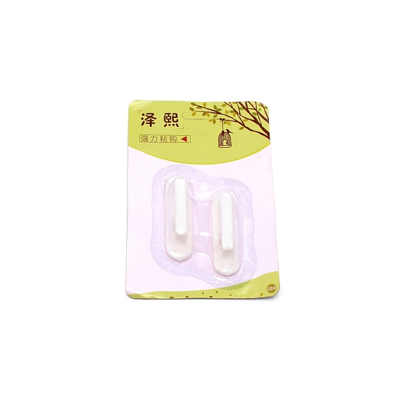 

PandaHall Plastic Hook Hangers, with Adhesive Stickers, White, 69x20x21mm, 2pcs/set Plastic White