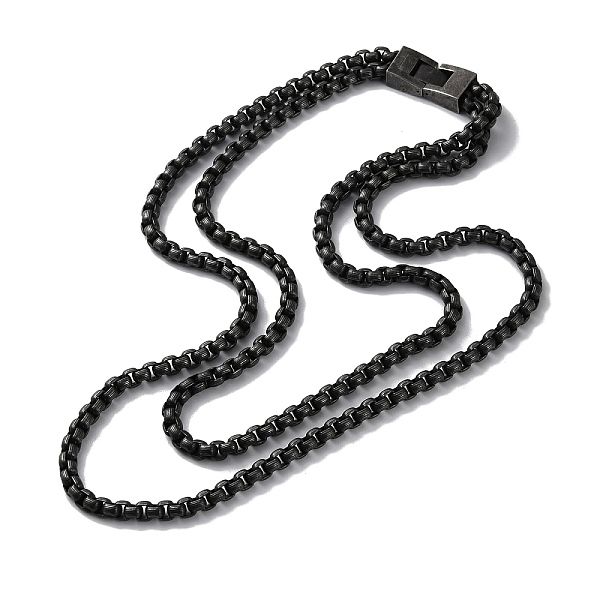 

PandaHall Ion Plating(IP) 304 Stainless Steel Box Chains Double Layer Necklaces, Antique Silver, 18.50 inch(47cm) 304 Stainless Steel