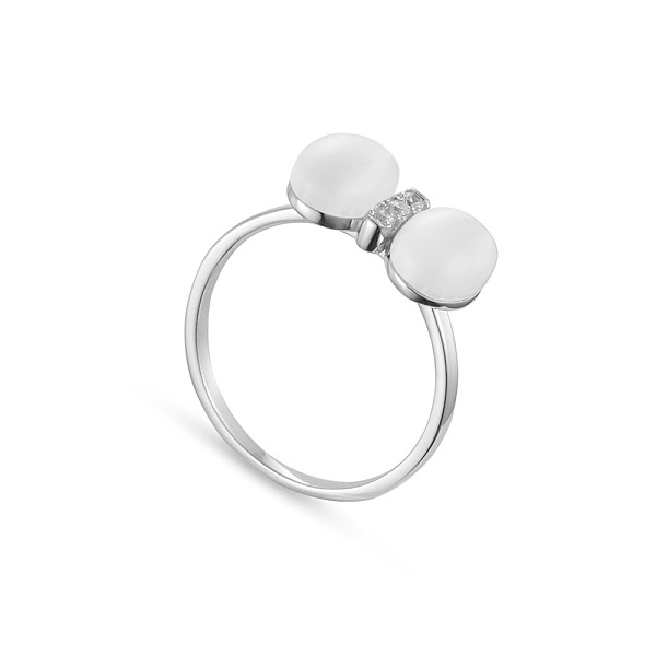 

PandaHall SHEGRACE Lovely 925 Sterling Silver Finger Ring, Micro Pave AAA Cubic Zirconia Bowknot with Cat Eye, Silver, 17mm Sterling Silver..., White
