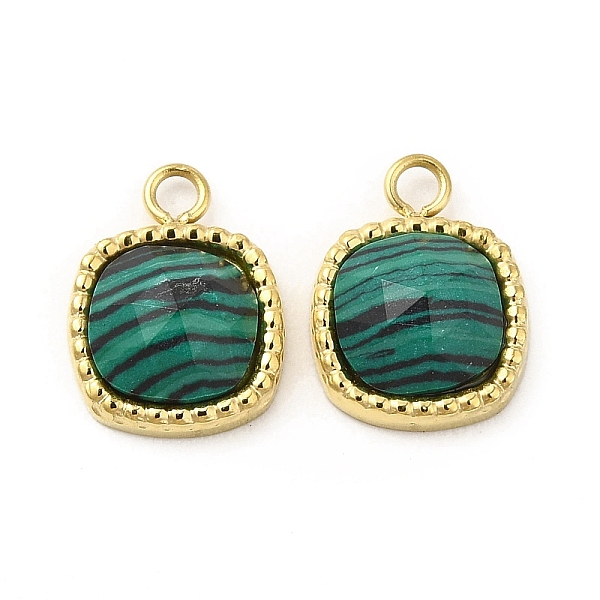 

PandaHall Natural Malachite Square Charms, with Vacuum Plating Real 18K Gold Plated 201 Stainless Steel Findings, Faceted, 10.5x8x3.5mm...