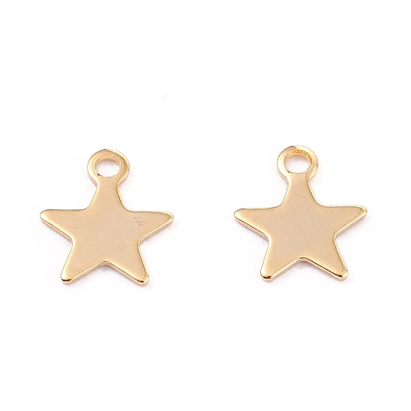 

PandaHall 201 Stainless Steel Charms, Laser Cut, Star, Real 18k Gold Plated, 9.5x8x0.5mm, Hole: 1.4mm 201 Stainless Steel Star