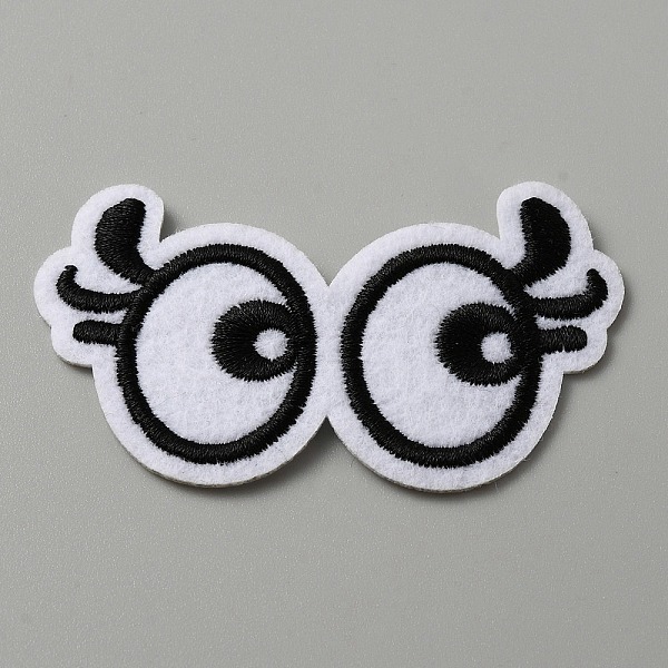 

PandaHall Cartoon Style Double Eye Embroidered Cloth Patches, Applique Patch, Sewing Craft Decoration, White, 43x75x1.5mm Cloth Eye White