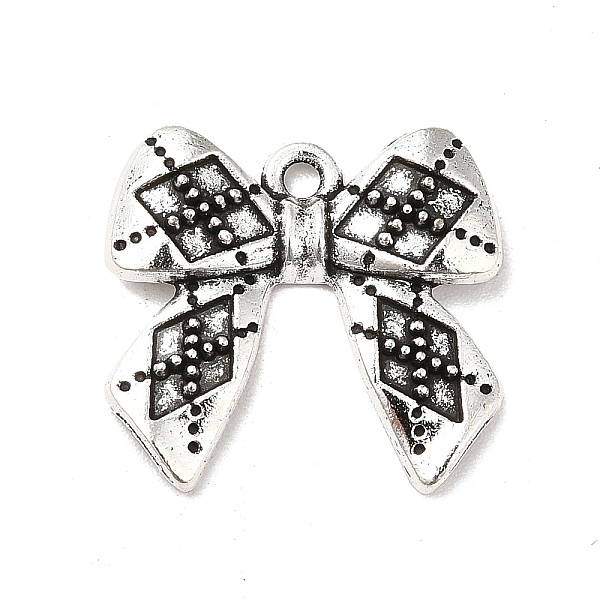 

PandaHall Tibetan Style Alloy Pendants, Bowknot Charms, Antique Silver, 18x19.5x3.5mm, Hole: 1.5mm, about 556pcs/1000g Alloy Bowknot