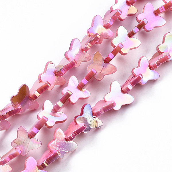 

PandaHall Natural Freshwater Shell Beads Strands, AB Color Plated, Dyed, Butterfly, Hot Pink, 10~11x12.5~13.5x3mm, Hole: 0.7mm, about...