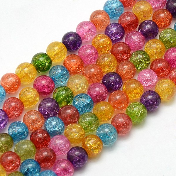 

PandaHall Synthetic Crackle Quartz Round Bead Strands, Dyed & Heated, Mixed Color, 6mm, Hole: 1mm, about 73pcs/strand, 16.14 inch Crackle..., Multicolor