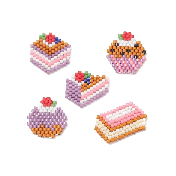 

PandaHall 5Pcs 5 Style Handmade MIYUKI Japanese Seed Beads, Loom Pattern, Cake, Mixed Color, 15.5~18.5x17~21.5x2mm, 1Pc/style Glass Food..., Multicolor