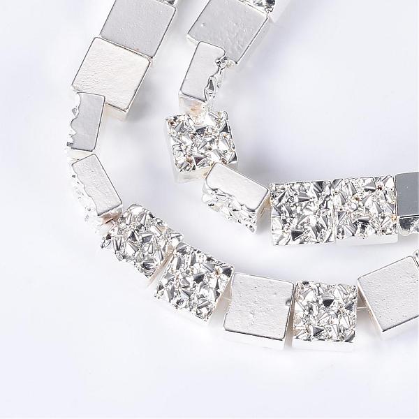 

PandaHall Electroplate Non-magnetic Synthetic Hematite Bead Strands, Flat Slice Square Beads, Silver Plated, 10~10.5x10~10.5x4~4.5mm, Hole...