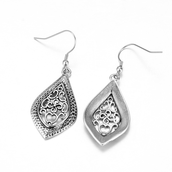 

PandaHall 316 Surgical Stainless Steel Dangle Earrings, Hypoallergenic Earrings, teardrop, Antique Silver, 59mm, Pin: 0.7mm 316 Surgical...