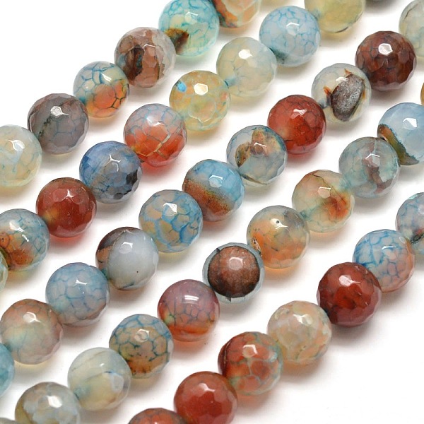 

PandaHall Dyed Natural Agate Faceted Round Beads Strands, Gainsboro, 10mm, Hole: 1mm, about 38pcs/strand, 15 inch Crackle Agate Round Gray