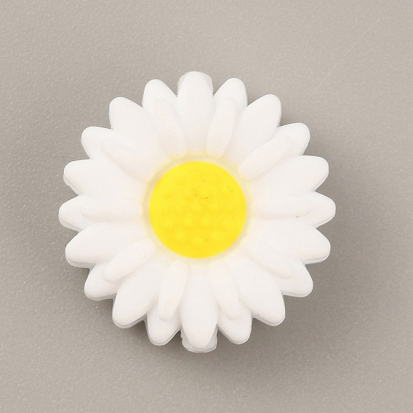 

PandaHall Food Grade Eco-Friendly Silicone Beads, Chewing Beads For Teethers, DIY Nursing Necklaces Making, Daisy, White, 19.5x7.5mm, Hole...