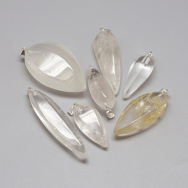

PandaHall Natural Quartz Crystal Pendants, Rock Crystal Pendants, with Iron Clasps, Cone Pendulum, 38~70x14~32x12~24mm, Hole: 4mm Quartz...