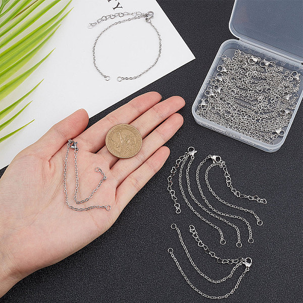 

PandaHall Unicraftale 304 Stainless Steel Cable Chain Bracelet Making, with Lobster Claw Clasps and Heart Extension Chain, Stainless Steel...