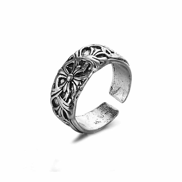 

PandaHall Alloy Punk Open Cuff Rings for Men, Antique Silver Alloy