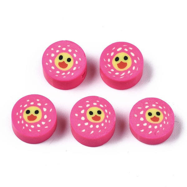 

PandaHall Handmade Polymer Clay Beads, for DIY Jewelry Crafts Supplies, Flat Round with Duck, Camellia, 8.5~9.5x4~5mm, Hole: 1.6mm Polymer..., Pink