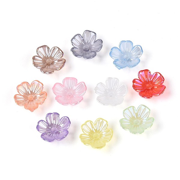 透明アクリル5枚花びらフラワービーズキャップ