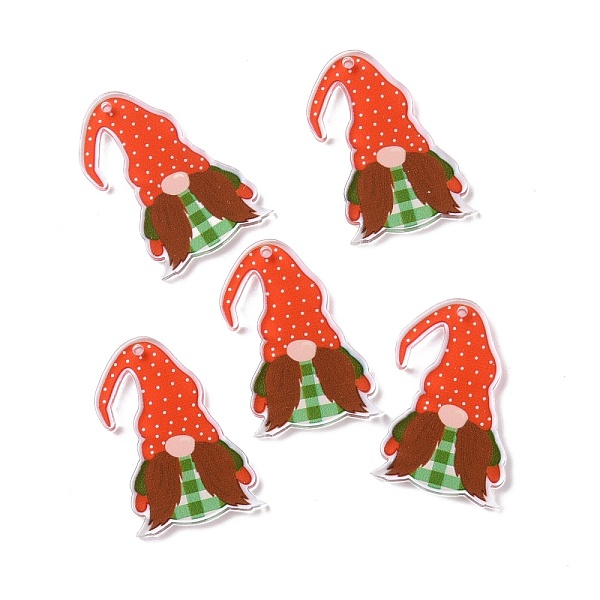 

PandaHall Christmas Transparent Printed Acrylic Pendants, for Earrings Accessories, Gnome, Orange Red, 34.5x23x2.5mm, Hole: 1.5mm Acrylic...