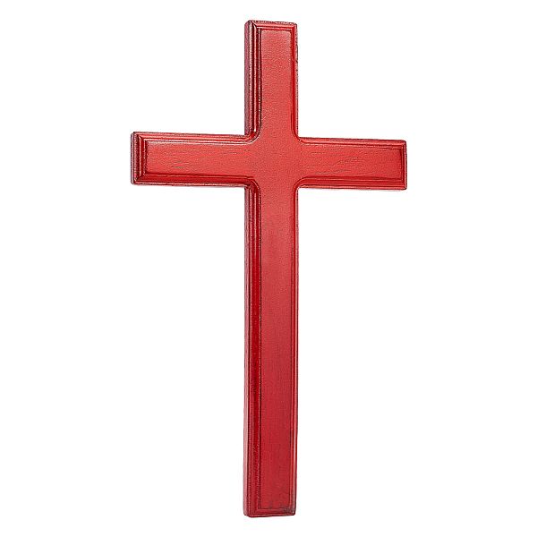 

PandaHall Wooden Cross Wall Decoration, 11.81x6.77 Inch Crucifix Cross Handmade Wood Hanging Cross Church Hanging Ornament for Easter Home..., Red