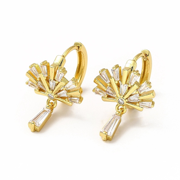 

PandaHall Clear Cubic Zirconia Leaf Hoop Earrings, Rack Plating Brass Jewelry for Women, Lead Free & Cadmium Free, Real 18K Gold Plated...
