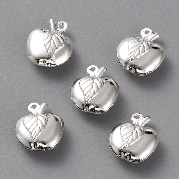

PandaHall Brass Charms, Long-Lasting Plated, Apple, 925 Sterling Silver Plated, 13.5x11x5mm, Hole: 0.9mm Brass Fruit