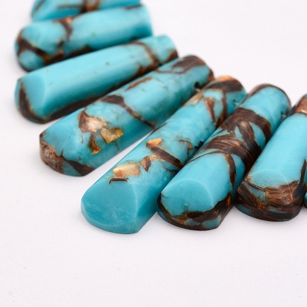 

PandaHall Assembled Bronzite and Synthetic Turquoise Beads Strands, Graduated Fan Pendants, Focal Beads, 17~40x9~9.5x5~6mm, Hole: 1mm...
