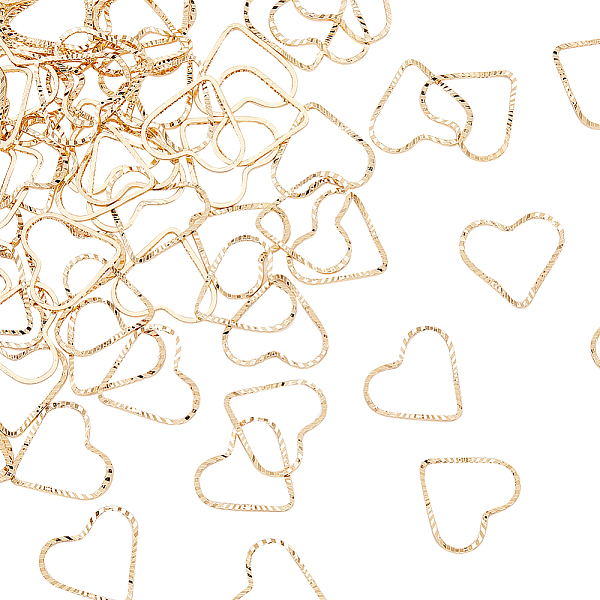 

PandaHall DICOSMETIC 100Pcs Heart Linking 18K Gold Plated Hollow Linking Rings Charms Rings Textured Brass Closed Jewelry Connectors Love...