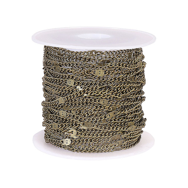 PandaHall Brass Coated Iron Cable Chains, Soldered, with Spool, Antique Bronze, 2.5x2x1mm Iron