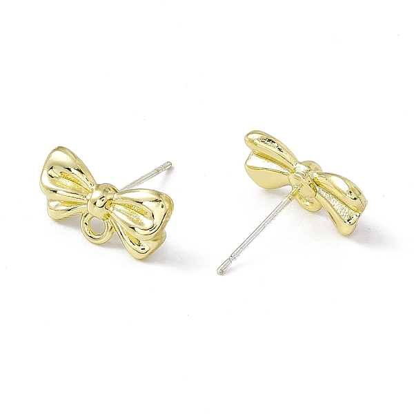 

PandaHall Rack Plating Alloy Stud Earring Findings, with 925 Sterling Silver Pins and Horizontal Loops, Cadmium Free & Lead Free, Bowknot...
