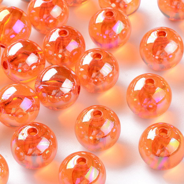

PandaHall Transparent Acrylic Beads, AB Color Plated, Round, Dark Orange, 16x15mm, Hole: 2.8mm, about 220pcs/500g Acrylic Round