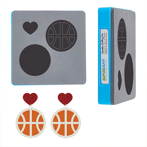 

PandaHall SUPERDANT Basketball Leather Wooden Die Cuts Basketball Heart Dangle Earrings Cutting Dies Keychain Leather Craft Hairband Cutting...