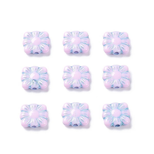 

PandaHall Opaque Acrylic Beads, Metal Enlaced, Square with Flower Pattern, Pearl Pink, 9.5~10x10.5~11x3.5mm, Hole: 1.6mm, about 1990pcs/500g...