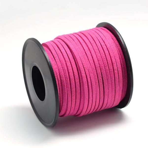 

PandaHall Faux Suede Cords, Faux Suede Lace, Deep Pink, 2.7x1.5mm, about 27.34 yards(25m)/roll Faux Suede Pink