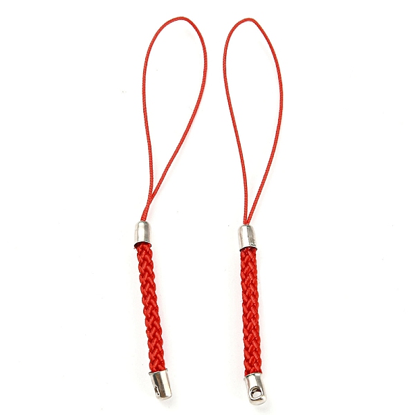 

PandaHall Polyester Cord Mobile Straps, with Platinum Plated Iron Findings, FireBrick, 8~9cm Polyester Red