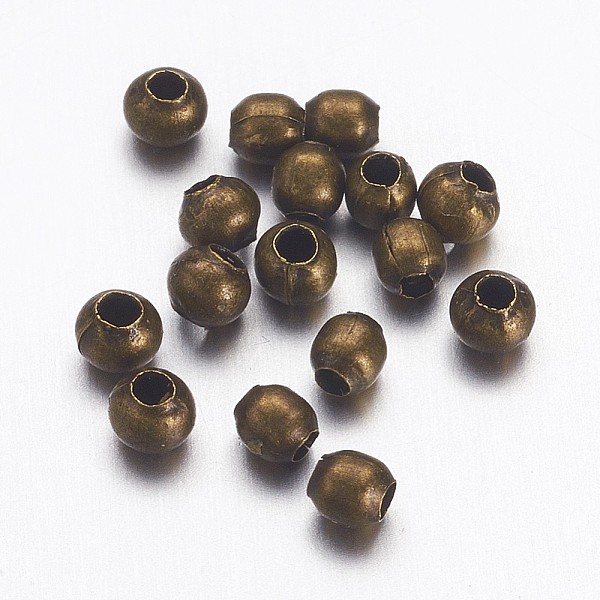 

PandaHall Tibetan Style Brass Spacer Beads, Seamless, Round, Antique Bronze, 2.4mm Brass Round