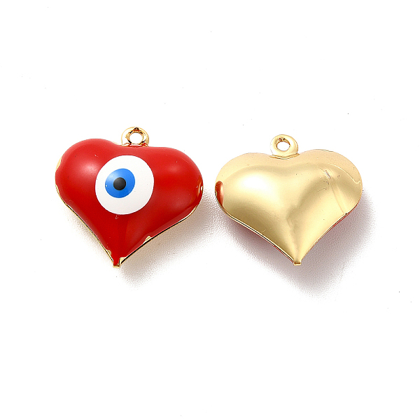 

PandaHall Brass Enamel Pendants, Real 18K Gold Plated, Long-Lasting Plated, Heart with Evil Eye, Red, 17x16.5x7mm, Hole: 1.2mm Brass+Enamel...