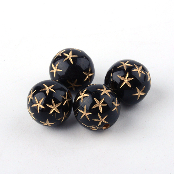 

PandaHall Round Plating Acrylic Beads, Golden Metal Enlaced, Black, 12x12mm, Hole: 2mm Acrylic Round Black
