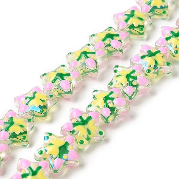 

PandaHall Handmade Lampwork Beads Strands, with Enamel, Star, Pink, 12.5~13x13~13.3x6~6.5mm, Hole: 1mm, about 33pcs/strand, 15.08''(38.3cm)...