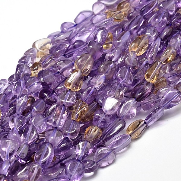 

PandaHall Natural Ametrine Nuggets Beads Strands, Tumbled Stone, 9~12x8~13x5~7mm, Hole: 1mm, about 15.3 inch~15.7 inch Ametrine Nuggets