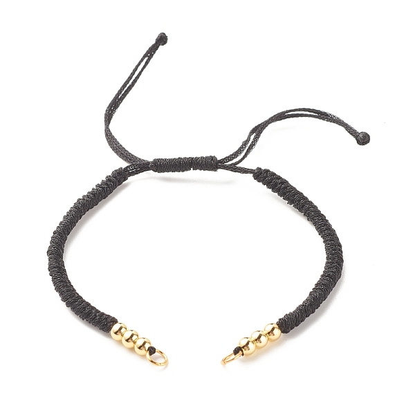 

PandaHall Adjustable Braided Polyester Cord Bracelet Making, with 304 Stainless Steel Jump Rings, Round Brass Beads, Black, 7-1/8 inch(18cm)...