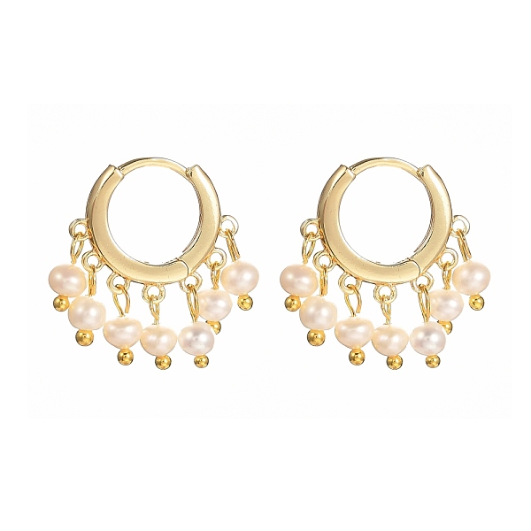 

PandaHall Natural Freshwater Pearl Hoop Earrings for Women, Brass Huggie Hoop Earrings, White, 23mm, Pin: 1mm Pearl White