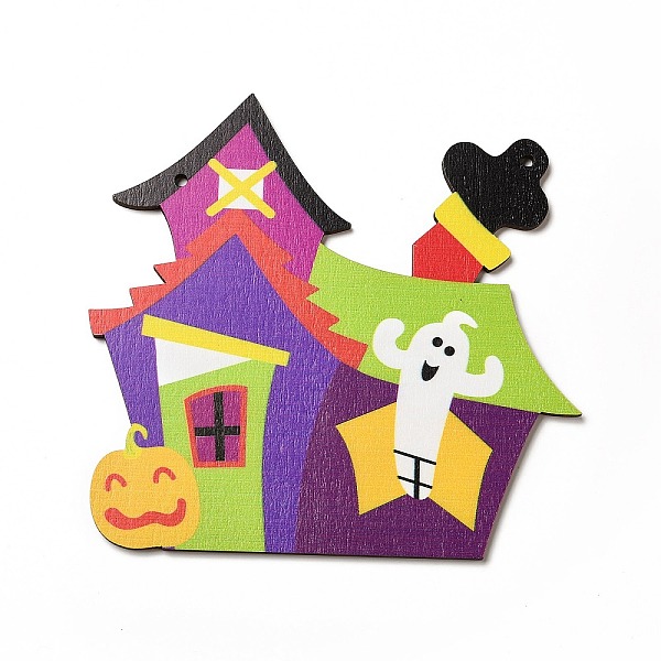 

PandaHall Single Face Printed Wood Big Pendants, Halloween Charms, Castle, 141x147x3.5mm, Hole: 4mm Wood Castle
