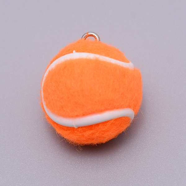 

PandaHall Cloth Fabric Pendants, with Platinum Tone Iron Loop, Tennis, Orange, 7/8x3/4 inch(22x19mm), Hole: 2mm Fibre Sports Orange
