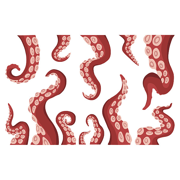 

PandaHall PVC Wall Stickers, Wall Decoration, Octopus Pattern, 390x880mm, 3pcs/set PVC Octopus