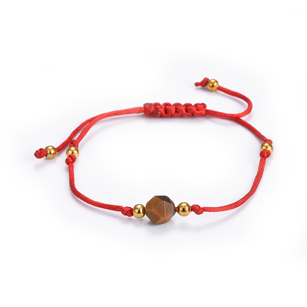 

PandaHall Adjustable Nylon Cord Braided Bead Bracelets, Red String Bracelets, with Brass and Natural Tiger Eye Beads, Red, 1-5/8 inch~3 inch...