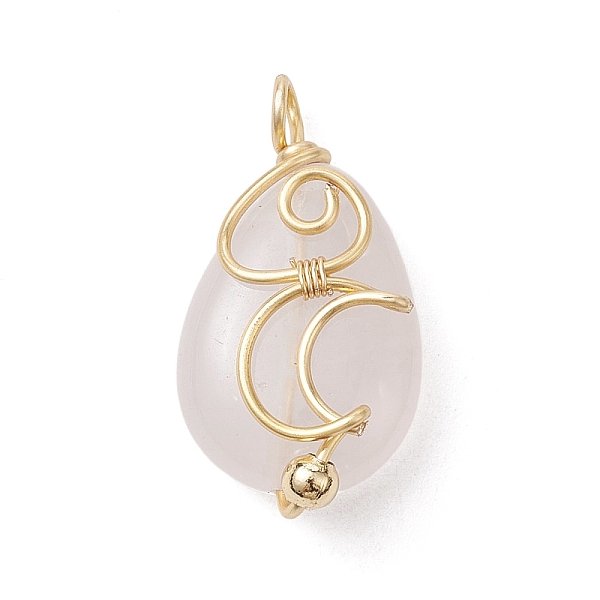 

PandaHall Natural Rose Quartz Copper Wire Wrapped Pendants, Teardrop Charms with Moon, Golden, 24x13x7.5~8mm, Hole: 2~2.5mm Rose Quartz...