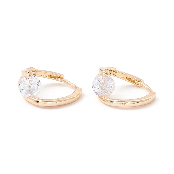 

PandaHall Clear Cubic Zirconia Hoop Earrings, Brass Jewelry for Women, Cadmium Free & Lead Free, Real 14K Gold Plated, 16.5x17x2~8mm, Pin...